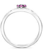 Pink Sapphire (1/3 ct. t.w.) Diamond (1/20 ct. t.w.) Stackable Ring in Sterling Silver