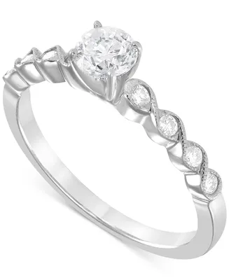 Diamond Scalloped Engagement Ring (5/8 ct. t.w.) in 14k White Gold