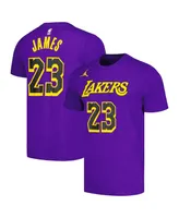 Men's Jordan LeBron James Purple Los Angeles Lakers 2022/23 Statement Edition Name and Number T-shirt