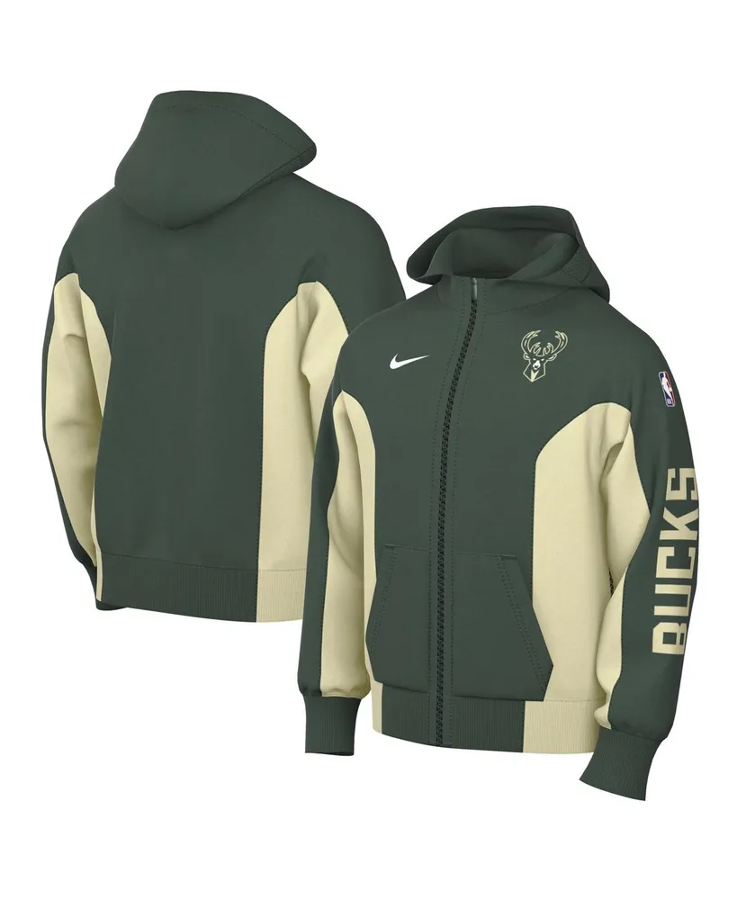 Men's Nike Hunter Green Milwaukee Bucks 2023/24 Authentic Showtime Full-Zip Hoodie