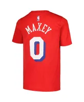 Big Boys Jordan Tyrese Maxey Red Philadelphia 76ers Name and Number Statement T-shirt