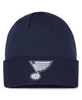 Men's Fanatics Navy St. Louis Blues Authentic Pro Road Metallic Cuffed Knit Hat