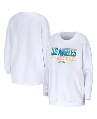 Women's Wear by Erin Andrews White Los Angeles Chargers Domestic Pullover Sweatshirt