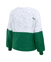 Women's Wear by Erin Andrews White, Kelly Green Boston Celtics Color-Block Pullover Sweater