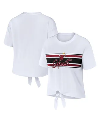 Women's Wear by Erin Andrews White Miami Heat Tie-Front T-shirt