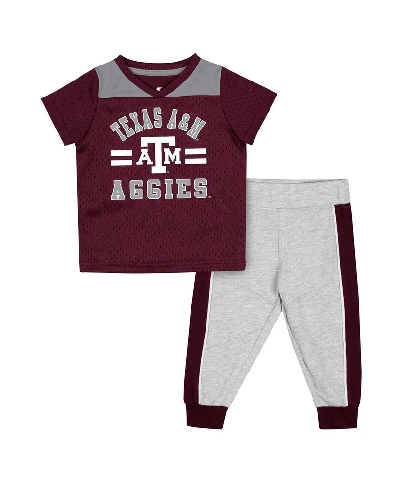 Infant Boys and Girls Colosseum Maroon, Heather Gray Texas A&M Aggies Ka-Boot-It Jersey and Pants Set