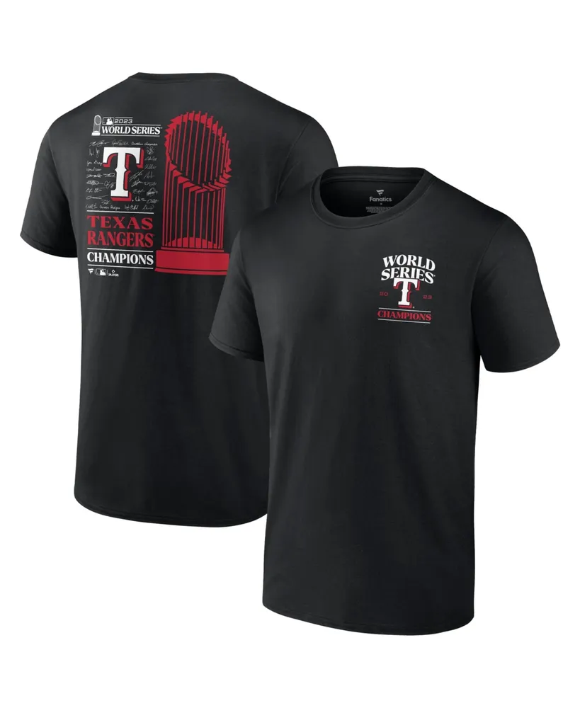 Men's Fanatics Black Texas Rangers 2023 World Series Champions Signature Roster T-shirt