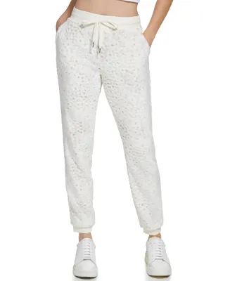 Andrew Marc Sport Women's Novelty Spotted Faux Fur Jogger Pants