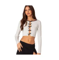 Women's Billy bow cut out ribbed crop top