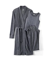 Lands' End Women's Plus Cozy 3 Piece Pajama Set - Robe Top and Pants