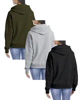 Galaxy By Harvic Women's Fleece-Lined Loose-Fit Full-Zip Sweater Hoodie Set, 3 Pack