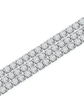 Cubic Zirconia Multi-Row Statement Bracelet in Sterling Silver