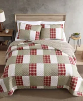 Closeout! Eddie Bauer Camano Island Plaid Red Reversible 2-Piece Twin Quilt Set