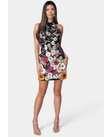 Bebe Women's Mock Neck Sleeveless Short Dress