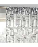 Kaz Embroidered Retro Curves Sheer Rod Pocket Curtains