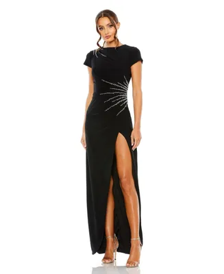 Women's Ieena Slit Gown with Side Beaded Detail