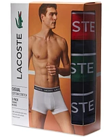 Lacoste Men's Casual Classic Colorful Waistband Trunk Set, 3 Pack