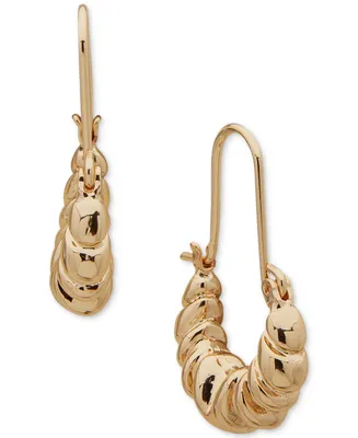 Anne Klein Gold-Tone Weave Elongated Hoop Earrings