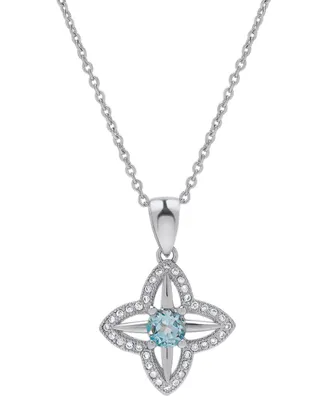 Blue Topaz (1/2 ct. t.w.) & Lab-Grown White Sapphire (1/10 ct. t.w.) Star 18" Pendant Necklace in Sterling Silver