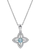 Blue Topaz (1/2 ct. t.w.) & Lab-Grown White Sapphire (1/10 ct. t.w.) Star 18" Pendant Necklace in Sterling Silver