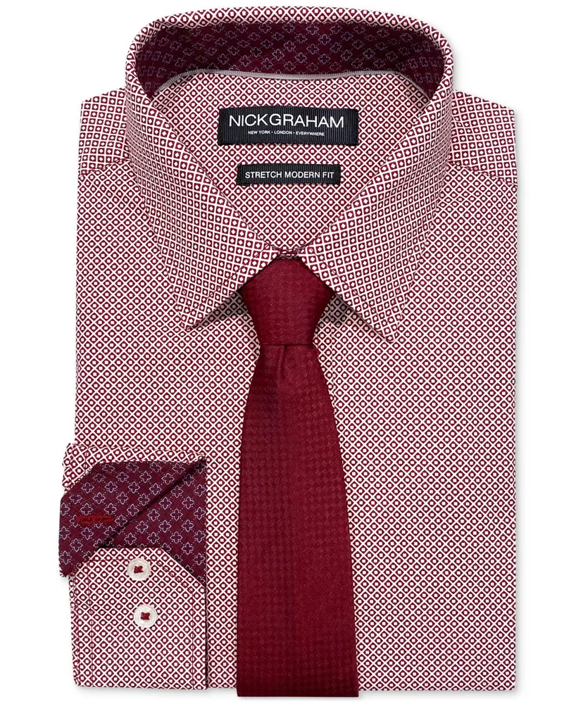 Nick Graham Men's Slim-Fit Crossroads Squares Dress Shirt & Tie Set