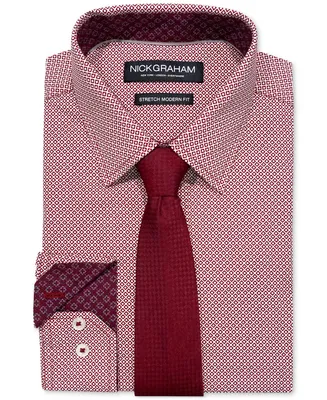 Nick Graham Men's Slim-Fit Crossroads Squares Dress Shirt & Tie Set
