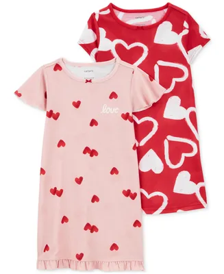 Carter's Big Girls Heart-Print Nightgowns, Pack of 2