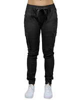 Galaxy By Harvic Women's Loose Fit Cotton Stretch Twill Cargo Joggers