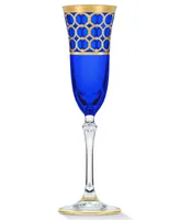 Lorren Home Trends Cobalt Blue Champagne Flutes with Gold-Tone Rings, Set of 4