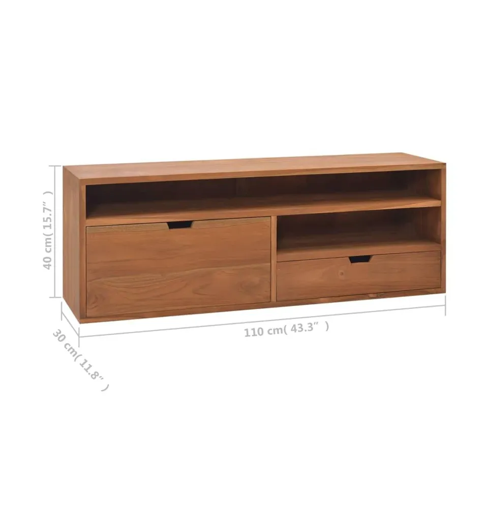 Tv Stand 43.3"x11.8"x15.7" Solid Wood Teak