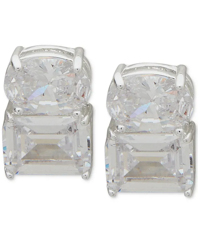 Anne Klein Silver Tone Crystal Snowflake Button Clip Earrings, White