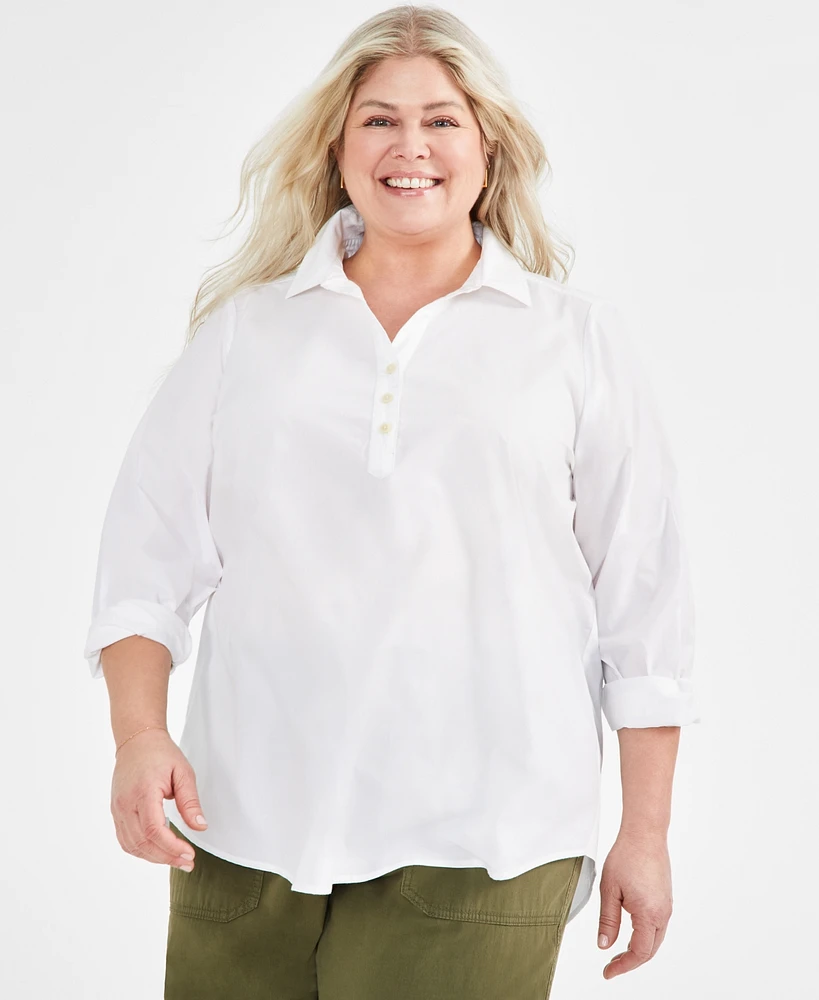 Style & Co Plus Size Perfect Popover Top, Created for Macy's