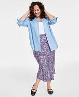 On 34th Plus Chambray Shirt, Created for Macy's