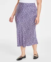 On 34th Plus Floral Midi Slip Skirt, Created for Macy's