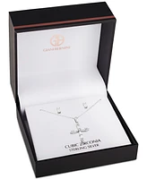 Giani Bernini 2-Pc. Set Cubic Zirconia Cross Pendant Necklace & Baguette Stud Earrings in Sterling Silver, Created for Macy's