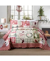 MarCielo 3 Piece Christmas Quilt Bedspread Snowman Reversible Quilt Set B009