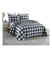 MarCielo 3 Piece Buffalo Quilt Bedspread Set Bedding Coverlet Set B020