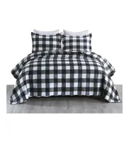 MarCielo 3 Piece Buffalo Quilt Bedspread Set Bedding Coverlet Set B020