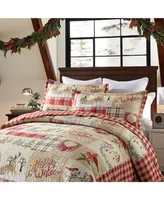 MarCielo 3 Piece Christmas Quilt Bedspread Set Rustic Cabin Lodge Quilt B010