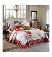 MarCielo 3 Piece Christmas Quilt Bedspread Set B023