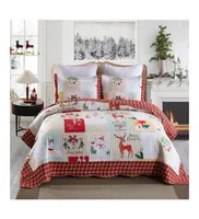 MarCielo 3 Piece Christmas Quilt Bedspread Set B023