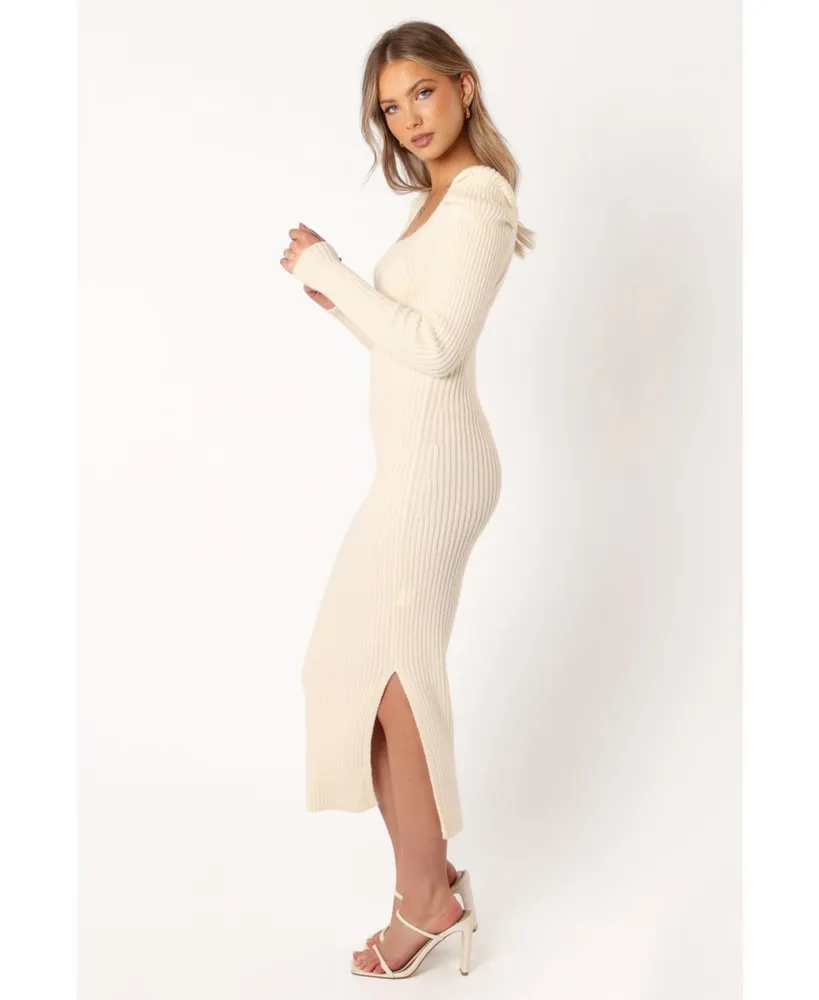 Petal and Pup Women's Camryn Puff Sleeve Knit Sweater Midi Dress