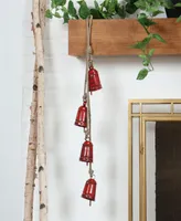 Rosemary Lane Metal Handmade Tibetan Inspired Decorative Cow Bell with Jute Hanging Rope, 4" x 3" x 29"