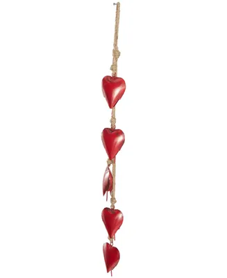 Rosemary Lane Metal Heart Decorative Bell with Jute Hanging Rope, 4" x 2" x 35"