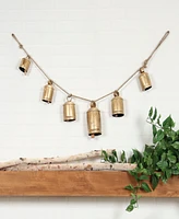 Rosemary Lane Metal Tibetan Inspired String Hanging Decorative Cow Bell with Jute Hanging Rope
