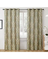Hlc.me Paris Paisley Decorative Print Damask Pattern Light Reducing Filtering Grommet Window Curtain Panels for Living and Dining Room