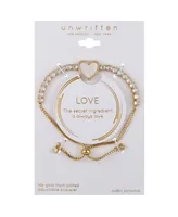 Unwritten 14K Gold Flash-Plated Cubic Zirconia Heart Bolo Bracelet