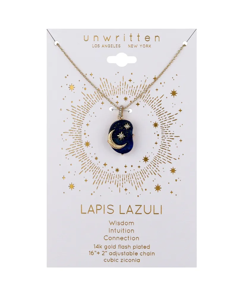 Unwritten Lapis and Crystal Moon Star Pendant Necklace