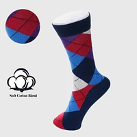 Alpine Swiss 6 Pack Mens Cotton Dress Socks Mid Calf Argyle Pattern Solids Set