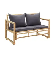 Patio Bench with Cushions 45.3" Bamboo